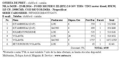 Ford Mondeo III 2.0 16V TDDi - Kit Ambreiaj - Rulment Presiune - Volanta.PNG